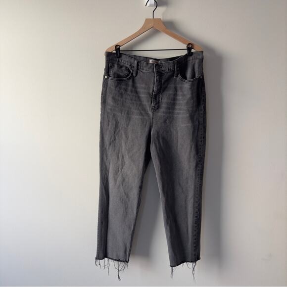 Madewell Classic Straight Jean Gray Jeans denim raw hem zip button pockets EUC - Picture 12 of 12